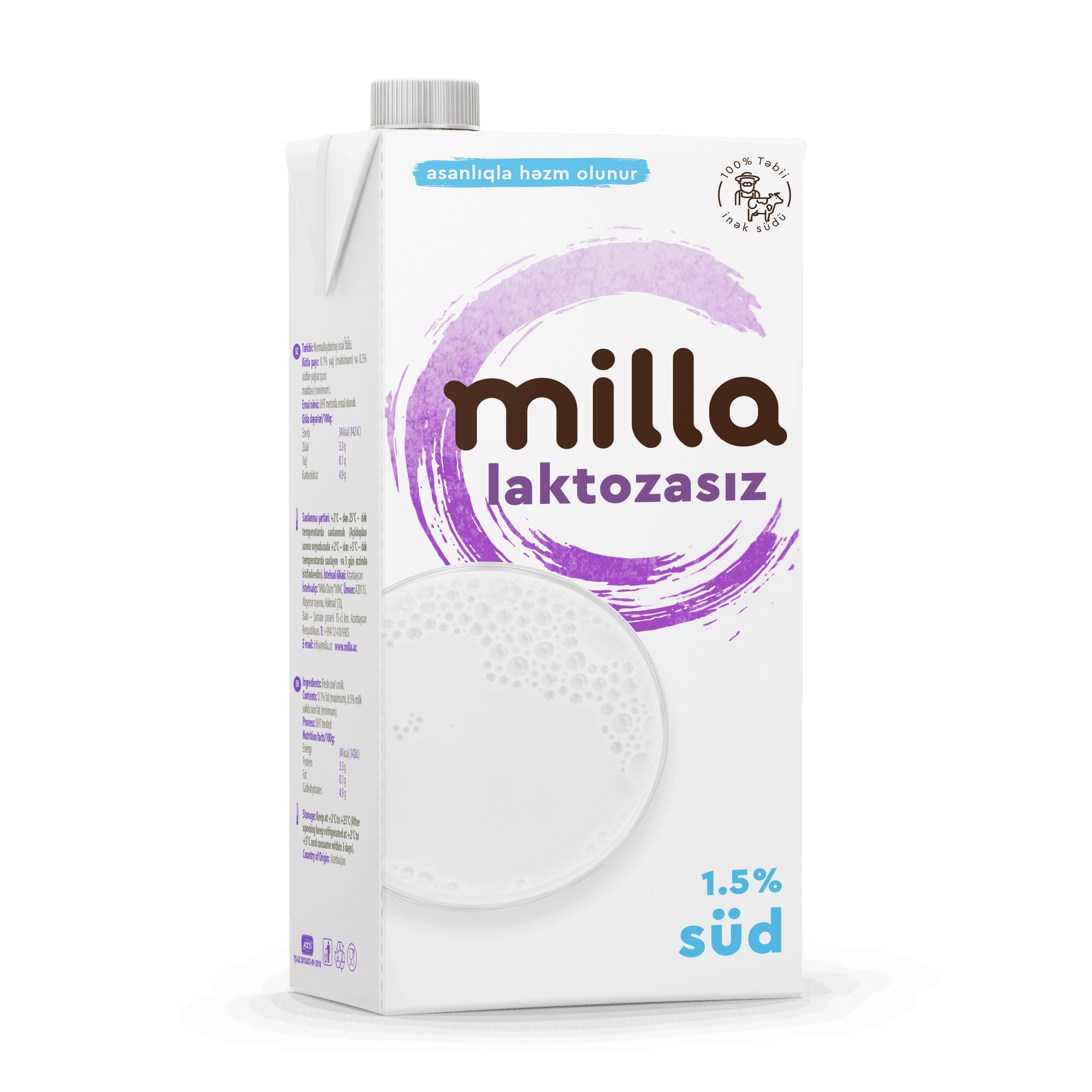 Milla Laktozasız Süd 1lt